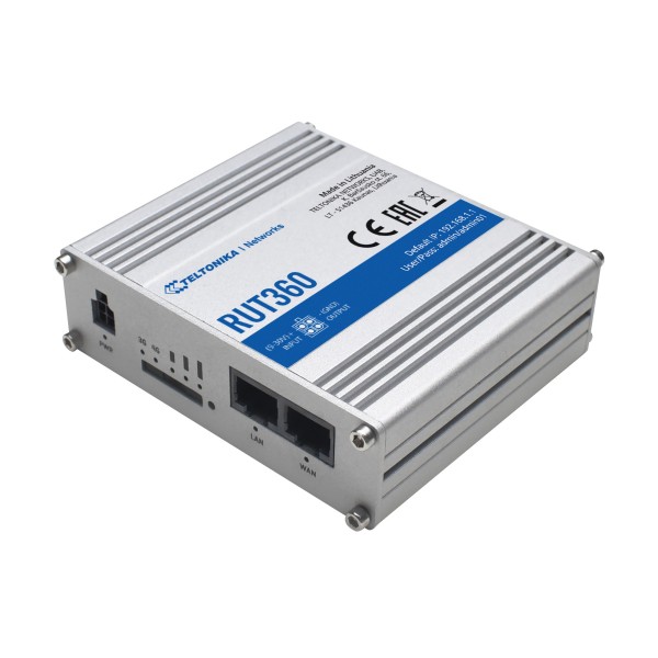 Acquistare TELTONIKA TK-RUT360 Router Industriale 4G LTE Cat 6 fino a 300 Mbps  
- Connettività Wi-Fi 4 (802.11 b/g/n)  
- 2 por