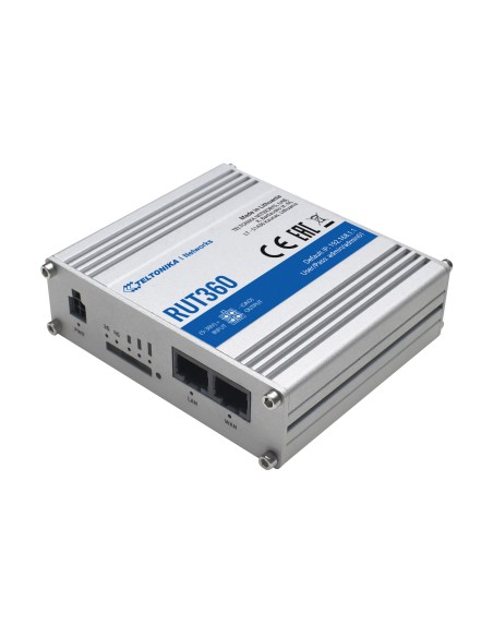 Acquistare TELTONIKA TK-RUT360 Router Industriale 4G LTE Cat 6 fino a 300 Mbps  
- Connettività Wi-Fi 4 (802.11 b/g/n)  
- 2 por