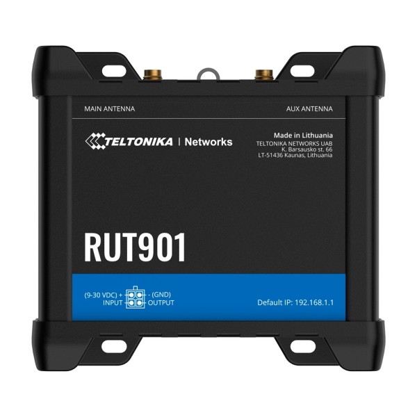 Teltonika TK-Rut901 Teltonika Router 4G Industrial - 4 portas Ethernet RJ45 Rápido Ethernet - Dual Sim 4G (LTE) Cat 4 até 150MB