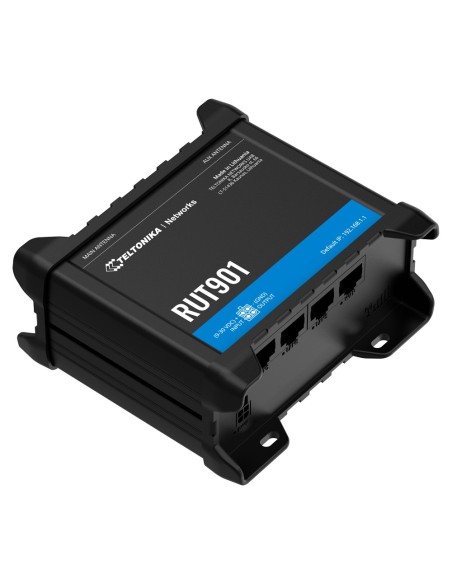 Teltonika TK-Rut901 Teltonika Router 4G Industrial - 4 portas Ethernet RJ45 Rápido Ethernet - Dual Sim 4G (LTE) Cat 4 até 150MB
