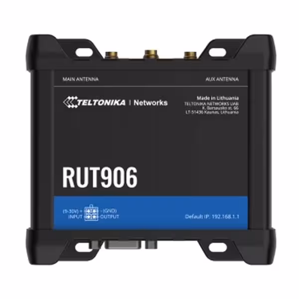 Comprar TELTONIKA TK-RUT906 Router Industrial 4G LTE Cat 4 (150/50 Mbps)  - Interfaces seriales RS232 y RS485 integradas  - Resi