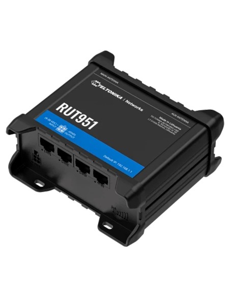 Teltonika Tk-Rut951 Teltonika Router 4G Industrial - 4 portas Ethernet RJ45 RJ45 Rápido Ethernet - Dual Sim 4G (LTE) Cat 4 até 1