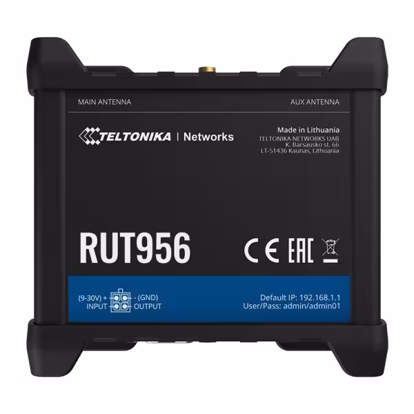 Acheter TELTONIKA routeur industriel TK-RUT956 4G LTE Cat 4 (150/50 Mbps)  
- Interfaces série RS232 et RS485 intégrées  
- Re