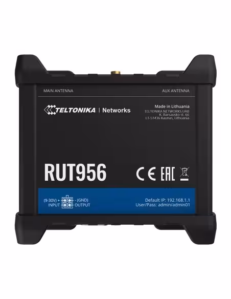 Acheter TELTONIKA routeur industriel TK-RUT956 4G LTE Cat 4 (150/50 Mbps)  
- Interfaces série RS232 et RS485 intégrées  
- Re