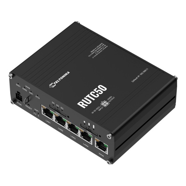 Kaufen TELTONIKA TK-RUTC50 Industrie-Router Teltonika 5G und Wi-Fi 6  
- Ultra-hohe 5G-Geschwindigkeiten von bis zu 3,4 Gbit/s  
