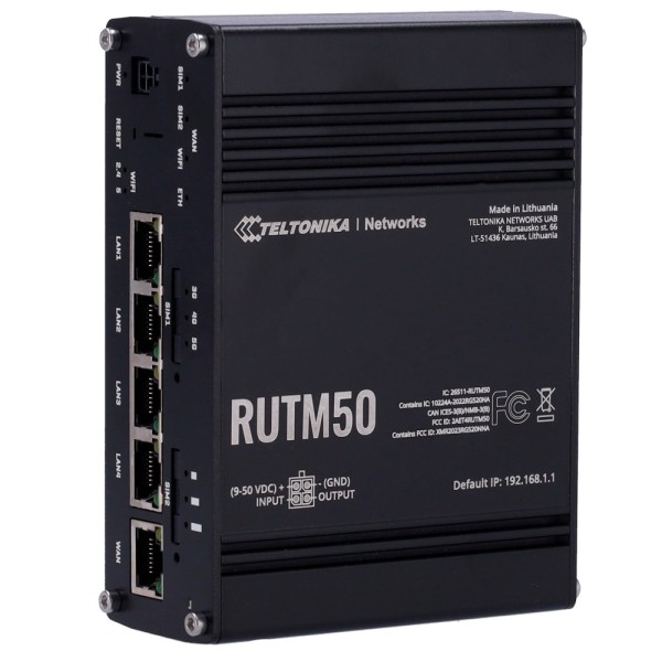 Kaufen Sie den industriellen TELTONIKA TK-RUTM50 Router 5G Sub-6GHz mit hoher Geschwindigkeit. - Ausfallsicherheit mit Dual SIM