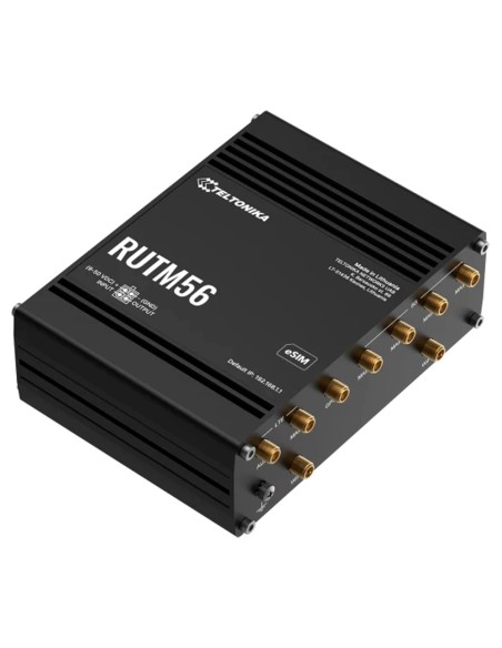 Kaufen Sie den industriellen Dual-Modem-Router TELTONIKA TK-RUTM56: 1x 5G und 1x 4G Cat 4  
- Ultraschnelle 5G-Konnektivität bis