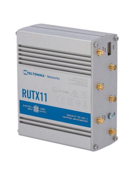 Teltonika TK-Rutx11 Teltonika Router 4G Industrial - Dual Sim 4G Cat 6 - Wi-Fi 5 - Bluetooth Le 4.0 - Posicionamento GNSS - 4 P