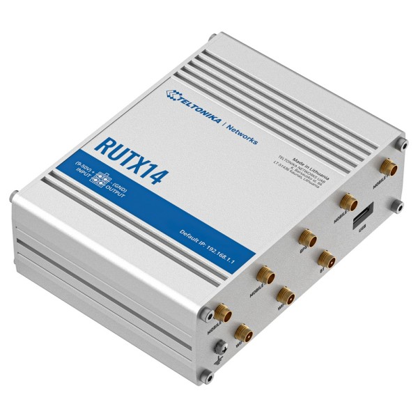Acquista TELTONIKA TK-RUTX14 Router industriale 4G LTE Cat 12 fino a 600 Mbps  
- Resilienza totale con doppia SIM e auto-failov