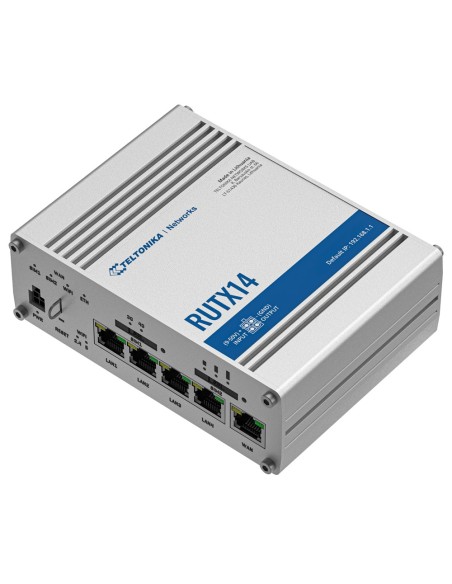 Acquista TELTONIKA TK-RUTX14 Router industriale 4G LTE Cat 12 fino a 600 Mbps  
- Resilienza totale con doppia SIM e auto-failov