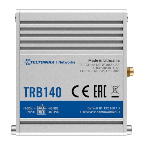 Kaufen TELTONIKA TK-TRB140 Teltonika Industrie-Gateway 4G LTE Cat 4  
- Automatisches Failover zwischen Mobilfunk und kabelgebun