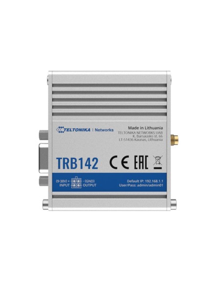 Teltonika TK-TRB142 Teltonika Gateway 4G Industrial - 4G Cat 1 / 3G / 2G - Porto RS232 - Design compacto - Micro USB Connector