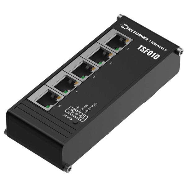 Teltonika TK-TSF010 Teltonika Interruptor industrial não gerenciado - 5 portas Ethernet RJ45 Rápido Ethernet - Habitação de Habi