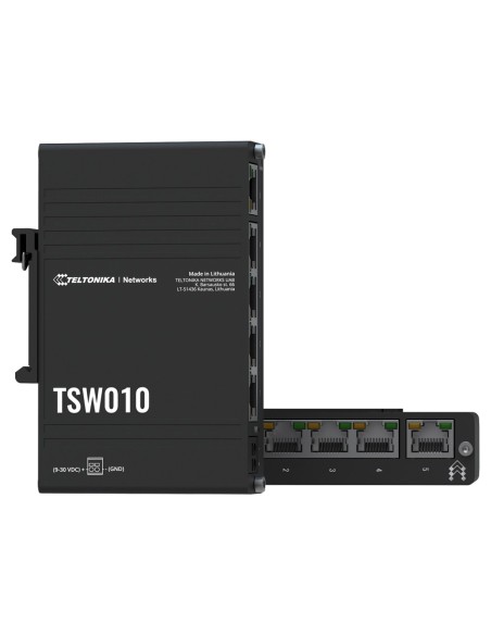 Teltonika TK-TSW010 Teltonika Interruptor industrial não gerenciado - 5 portas Ethernet RJ45 Rápido Ethernet - Habitação de Habi