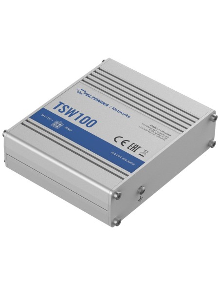 Teltonika TK-TSW100 Teltonika Switch Poe Industrial não-gerenciado - 5 portas Ethernet RJ45 Gigabit - 4 Portas Ethernet PoE + 8