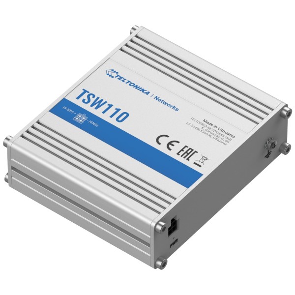 Teltonika TK-TSW110 Teltonika Interruptor industrial não gerenciado - 5 portas Ethernet RJ45 Gigabit - Alojamento de alumínio ru