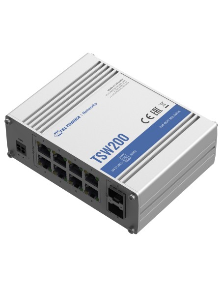 Comprar TELTONIKA TK-TSW200 Teltonika Switch PoE No gestionable Industrial - 8 puertos Ethernet RJ45 Gigabit +2 SFP Gigabit - 8 