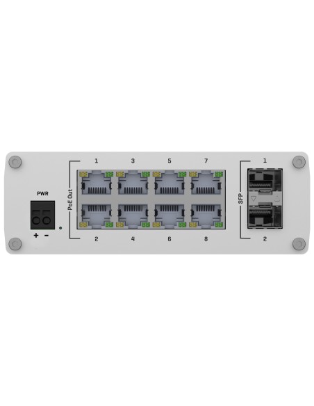 Teltonika TK-TSW200 Teltonika Interruptor Não-gerenciado PoE Industrial - 8 portas Ethernet RJ45 Gigabit +2 SFP Gigabit - 8 port