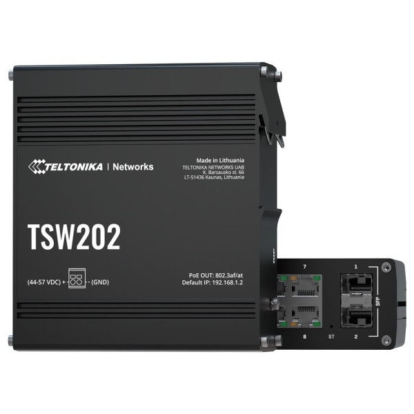 Teltonika TK-TSW202 Teltonika Switch Poe Handizadable Industrial - 8 Portas Ethernet RJ45 Gigabit +2 Sfp Gigabit - 8 portas ETH