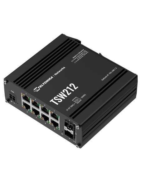 Teltonika TK-TSW212 Teltonika Interruptor GRAFE INDUSTRIAL - 8 portas Ethernet RJ45 Gigabit +2 SFP Gigabit - VLAN / LOOP Impedir