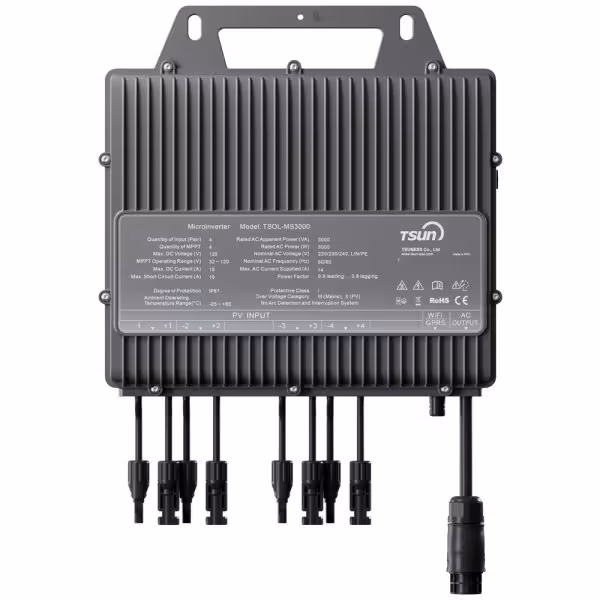 Kaufen TSUN TSOL-MS3000 TSUN Mikro-Wechselrichter – Leistung 3000 W – 4 MPPT-Eingänge – Wirkungsgrad 97,2 % – Kommunikationsmodu