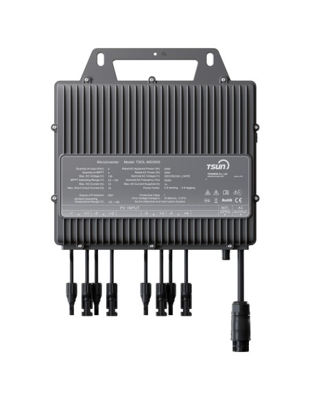 Comprar TSUN TSOL-MS3000 TSUN Microinversor  - Potencia 3000W - 4 entradas MPPT - Eficiencia de 97.2% - Módulo de comunicación W