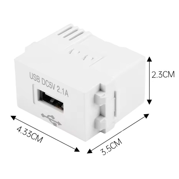 Kaufen OEM TYPE128USB-220ACADAPTOR Spannungswandler – AC-Eingang 220 V – DC-Ausgang 5 V / 2,1 A im USB-A-Format – Abmessung