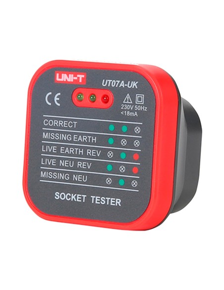 Comprar UNI-TREND UT07A-UK Tester de tomas eléctricas UK - Verificación de errores de cableado - Sencillo de usar - Permite hace