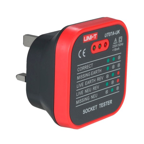 Comprar UNI-TREND UT07A-UK Tester de tomas eléctricas UK - Verificación de errores de cableado - Sencillo de usar - Permite hace