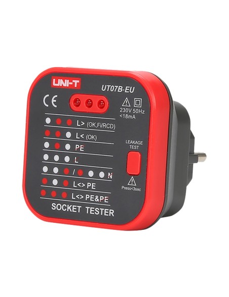 Comprar UNI-TREND UT07B-EU Tester de tomas eléctricas EU - Verificación de errores de cableado - Test de posibles fugas - Sencil