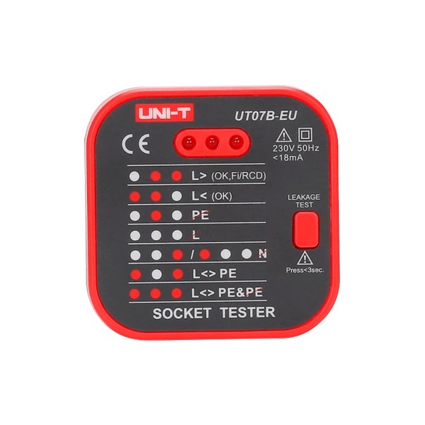 Acheter UNI-TREND UT07B-EU testeur de prises électriques EU - Vérification des erreurs de câblage - Test de fuites possibles - S