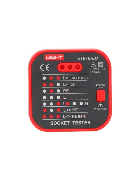 Comprar UNI-TREND UT07B-EU Tester de tomas eléctricas EU - Verificación de errores de cableado - Test de posibles fugas - Sencil