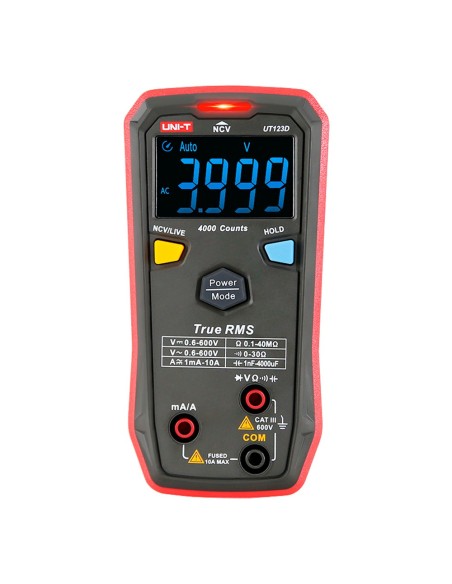 Comprar UNI-TREND UT123D Multímetro digital de bolsillo - Medición de voltaje en DC y AC hasta 600V - Medición de intensidad en 
