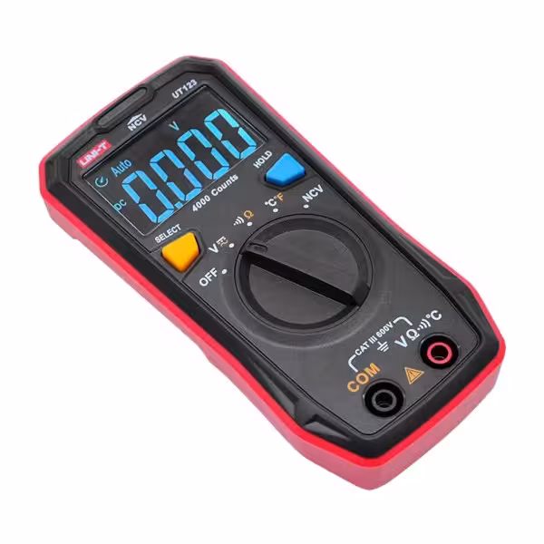 Comprar UNI-T UT123T Multímetro digital de bolsillo - Medición de voltaje en DC y AC hasta 600V - Medición de temperatura - Medi