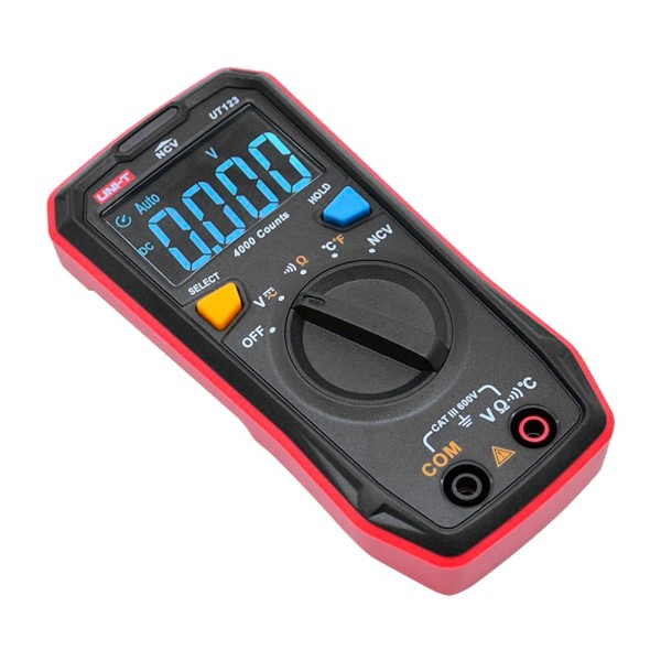 Uni-tendência UT123T Multímetro de bolso digital - Medição de tensão CC e CA até 600V - Medição de temperatura - medição