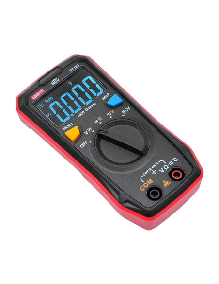Uni-tendência UT123T Multímetro de bolso digital - Medição de tensão CC e CA até 600V - Medição de temperatura - medição