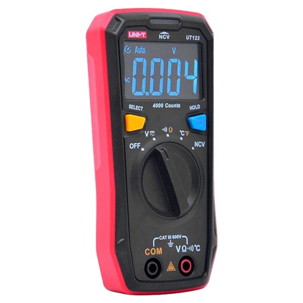 Comprar UNI-TREND UT123T Multímetro digital de bolsillo - Medición de voltaje en DC y AC hasta 600V - Medición de temperatura - 