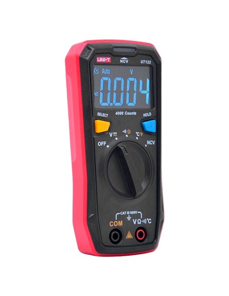 Comprar UNI-TREND UT123T Multímetro digital de bolsillo - Medición de voltaje en DC y AC hasta 600V - Medición de temperatura - 