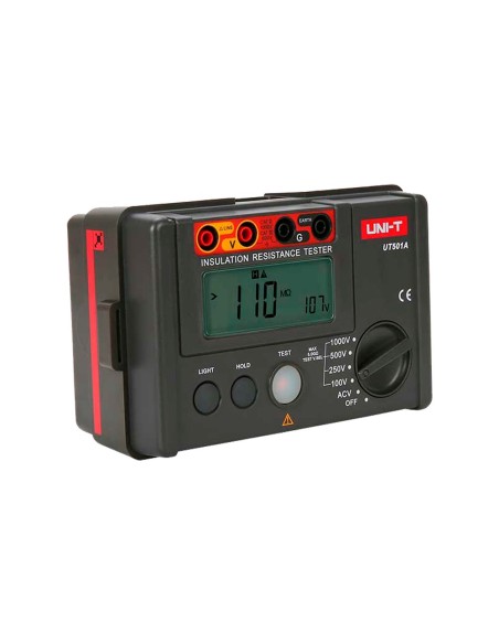 Uni-tendência UT501A Medidor de resistência de isolamento elétrico - Display LCD de contas de até 2000 - Medida de tensão AC