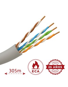 Comprar SAFIRE UTP5E-305-BC-PVC-ECA Caable UTP Categoría 5E - Conductor OFC,100% cobre - Diámetro 25 AWG-0,45mm - Certificado CP