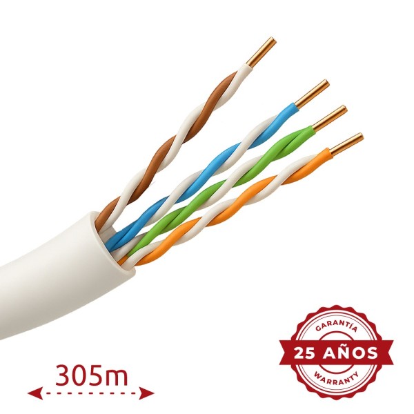 Acheter SAFIRE UTP5E-305-OUTDOOR-BC-WHITE Câble UTP rigide d’extérieur - Catégorie 5e - Conforme au test Fluke 90 m - Conducteur