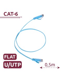 Comprar OEM UTP6-05B-FLAT Cable UTP Flat - Ethernet - Conectores RJ45 - Categoría 6 - 0,5 m - Color azul UTP6-05B-FLAT