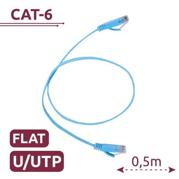 Comprar OEM UTP6-05B-FLAT Cable UTP Flat - Ethernet - Conectores RJ45 - Categoría 6 - 0,5 m - Color azul UTP6-05B-FLAT