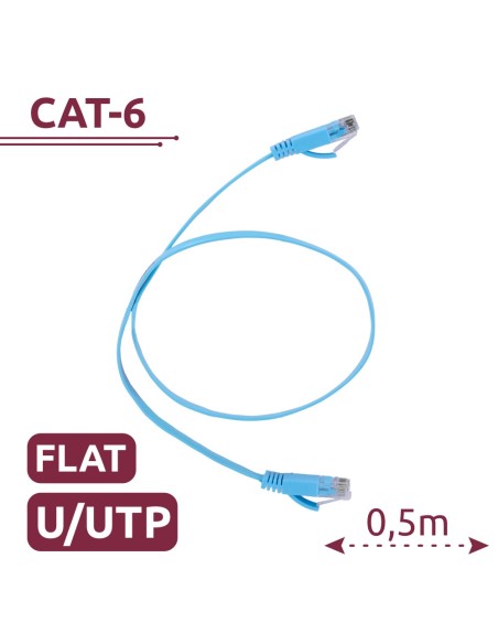 Comprar OEM UTP6-05B-FLAT Cable UTP Flat - Ethernet - Conectores RJ45 - Categoría 6 - 0,5 m - Color azul UTP6-05B-FLAT