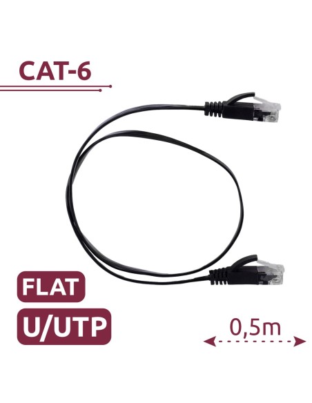 Comprar OEM UTP6-05BK-FLAT Cable UTP Flat - Ethernet - Conectores RJ45 - Categoría 6 - 0,5 m - Color negro UTP6-05BK-FLAT