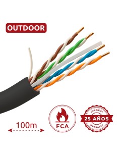 Safire utp6-100-exterior UTP Safire Cabo - Categoria 6 - Cabo Bobina 100 m - Condutor OFC, Pureza 99,9% Cobre - Coberture es