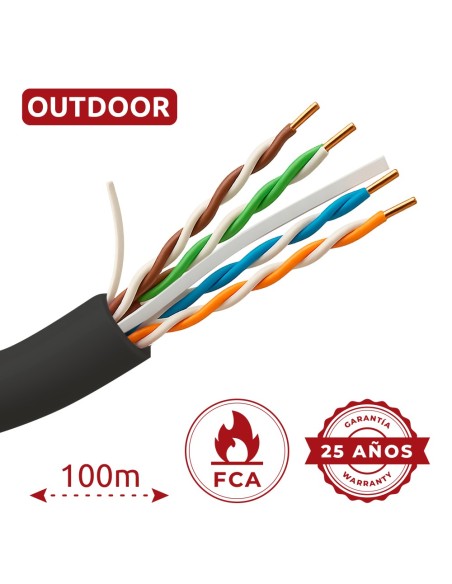 Safire utp6-100-exterior UTP Safire Cabo - Categoria 6 - Cabo Bobina 100 m - Condutor OFC, Pureza 99,9% Cobre - Coberture es