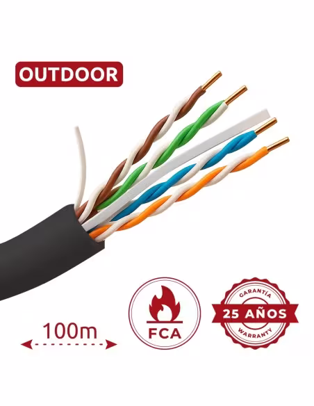 Comprar SAFIRE UTP6-100-OUTDOOR Cable UTP Safire - Categoría 6  - Bobina de cable 100 m - Conductor OFC, pureza 99.9% cobre - Cu