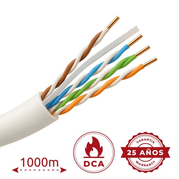 Comprar SAFIRE UTP6-1000-BC-H-DCA Cable UTP rígido libre de halógenos - Categoría 6 - Cumple con 90m Fluke test - Conductor OFC,