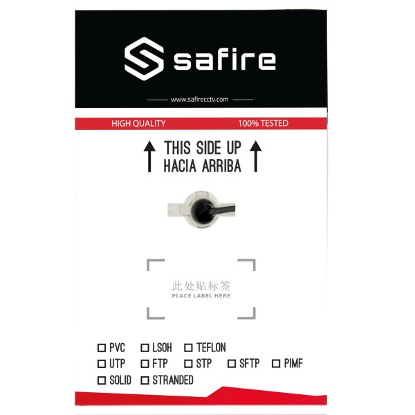 Safire utp6-300-exterior-cca cabo utp safire - Categoria 6 - Reúne 90m de teste de fluke - rolo de 305 metros - CCA Driver - C